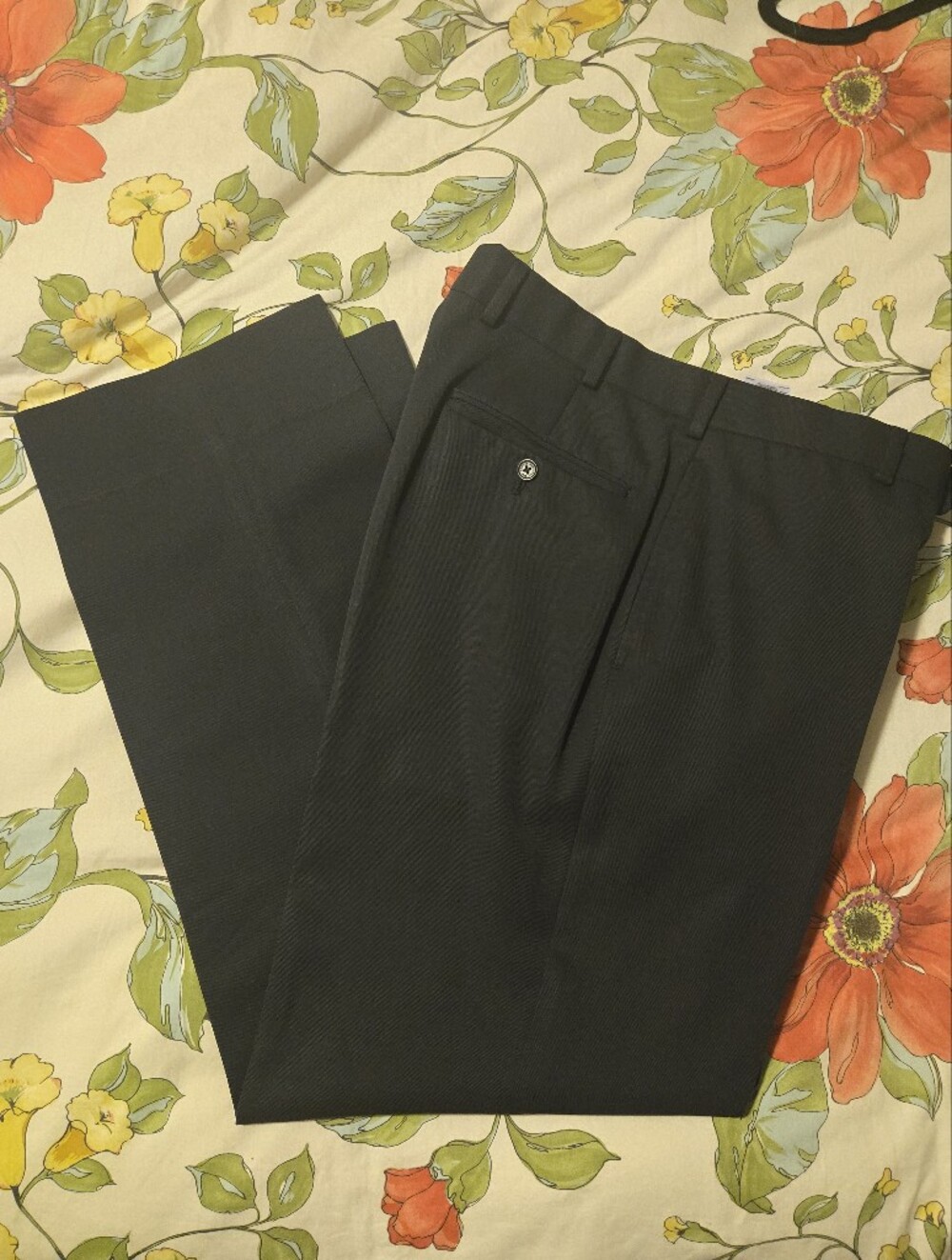 Brooks Brothers Men's Dark Navy Flat-Front Dress Pants